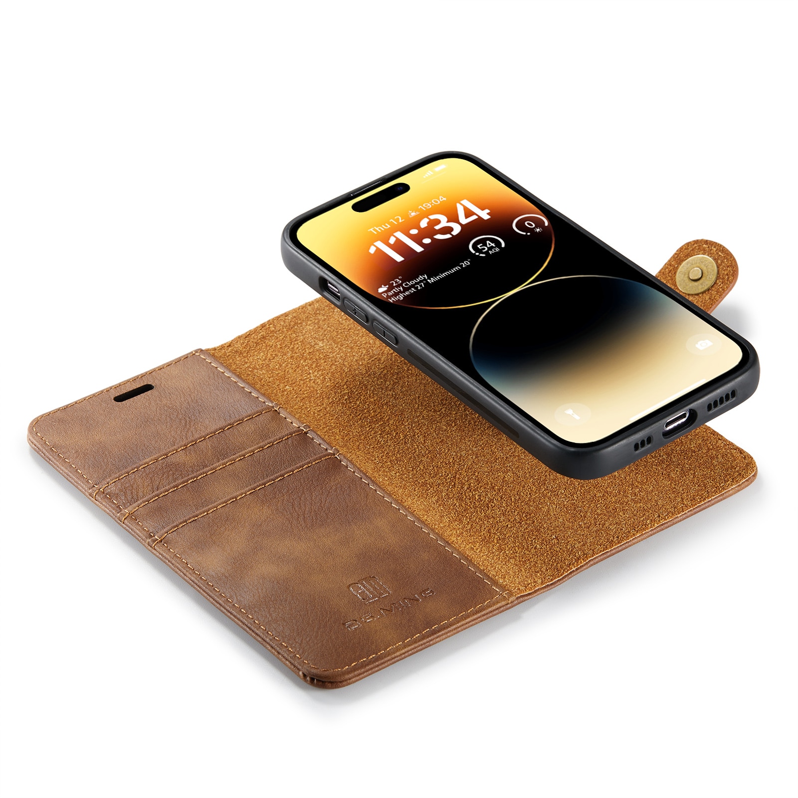 Magnet Wallet iPhone 14 Pro Max Cognac