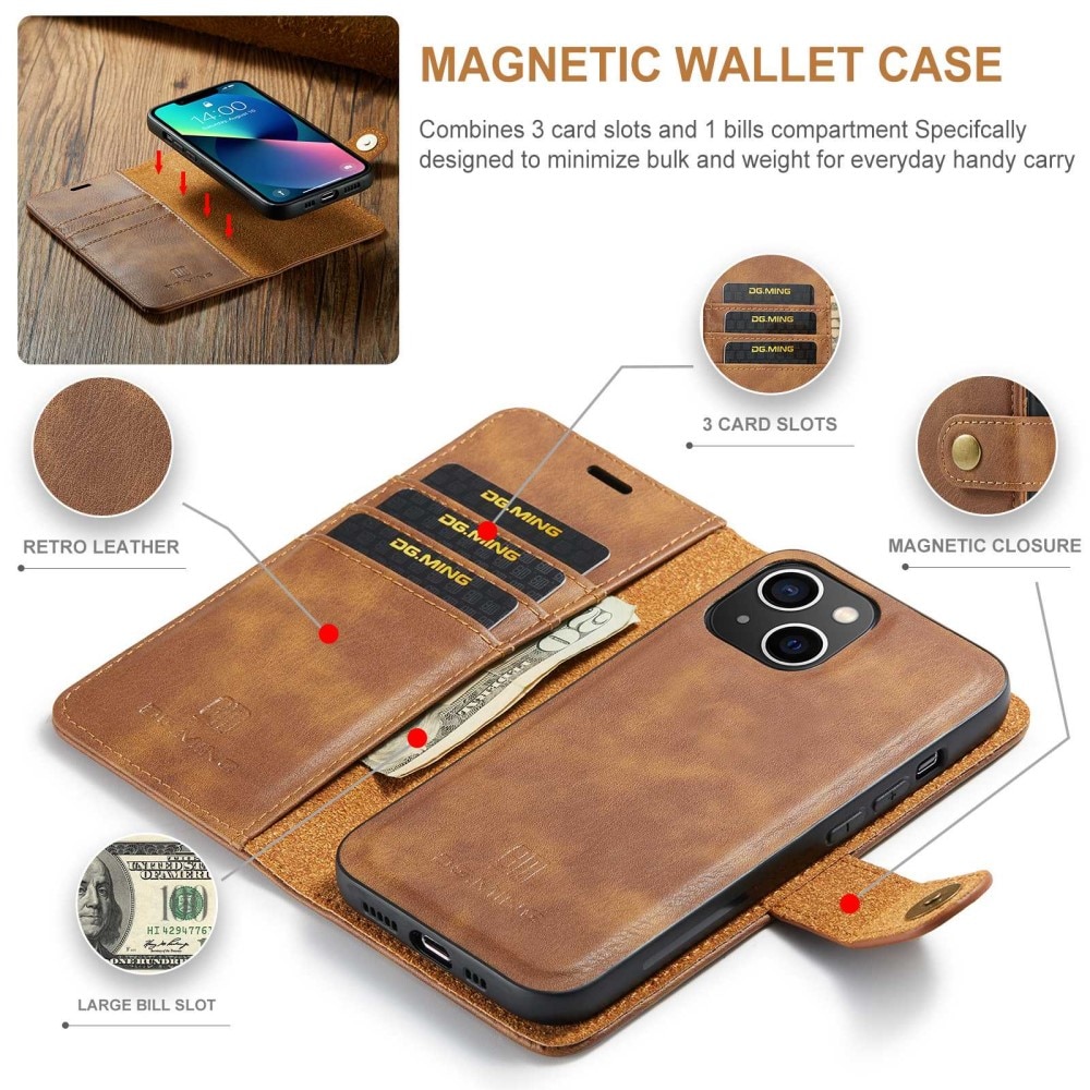 Magnet Wallet iPhone 14 Cognac