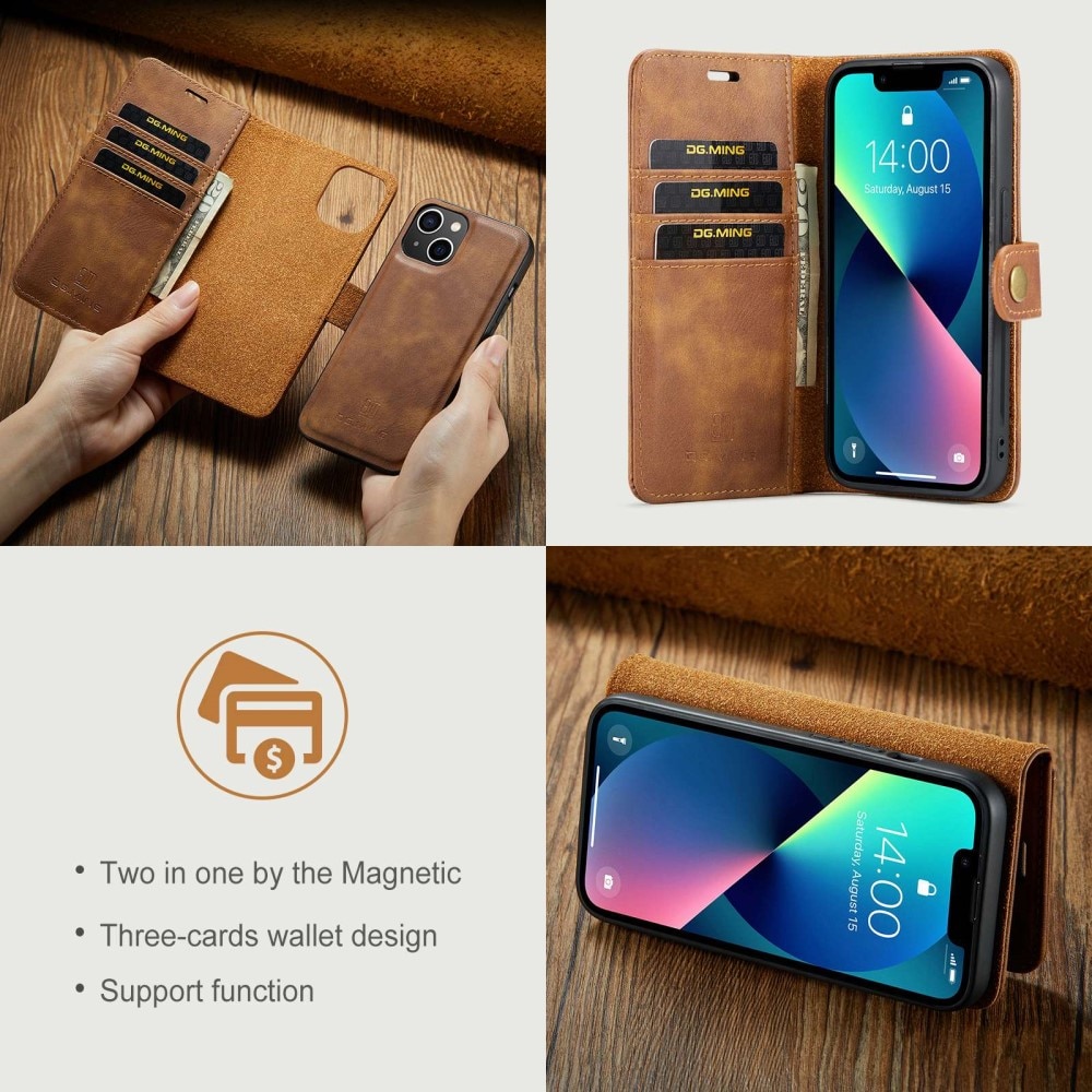 Magnet Wallet iPhone 14 Cognac