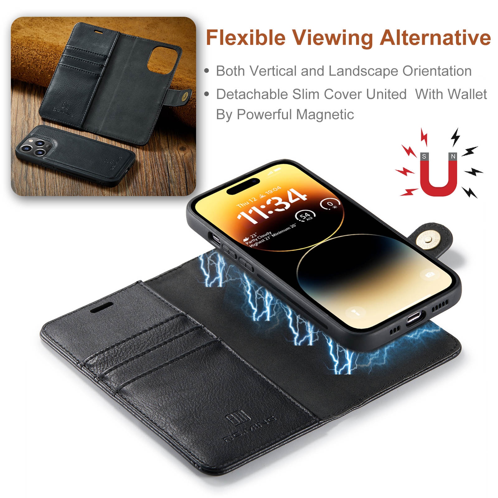 Magnet Wallet iPhone 14 Pro Black