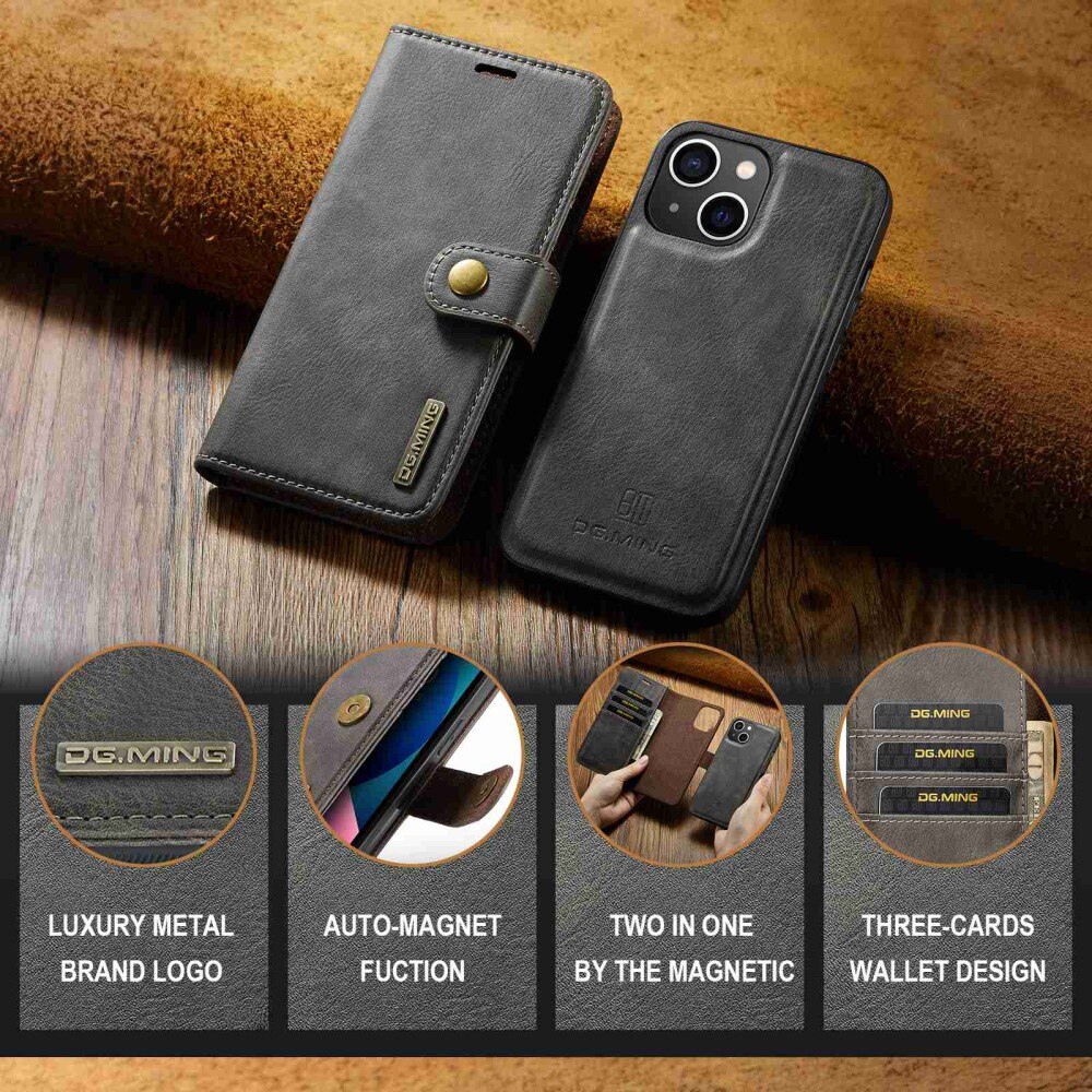 Magnet Wallet iPhone 14 Plus Brown