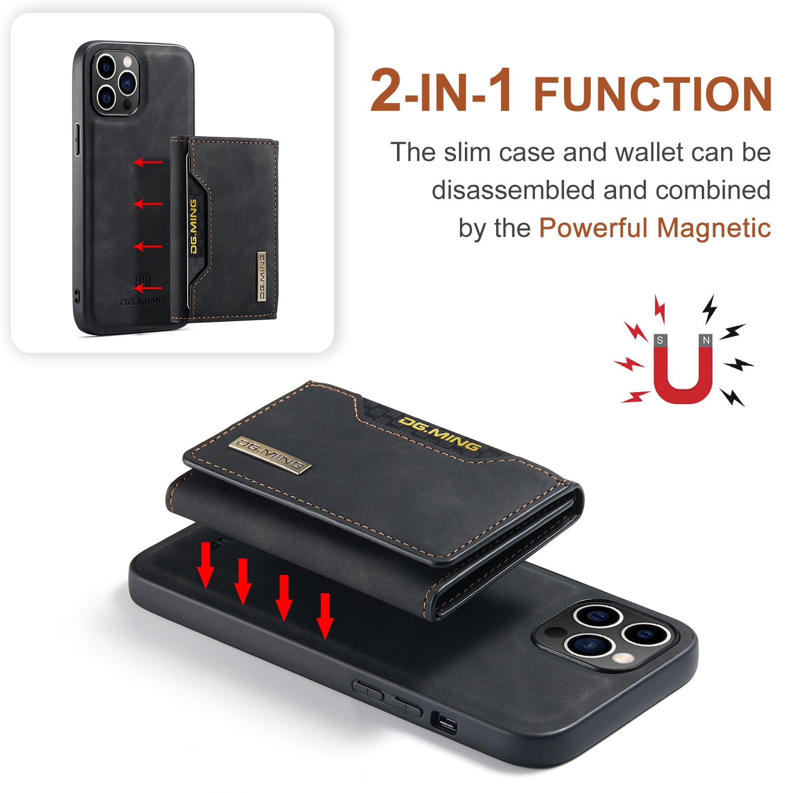 Magnetic Card Slot Case iPhone 15 Pro Black