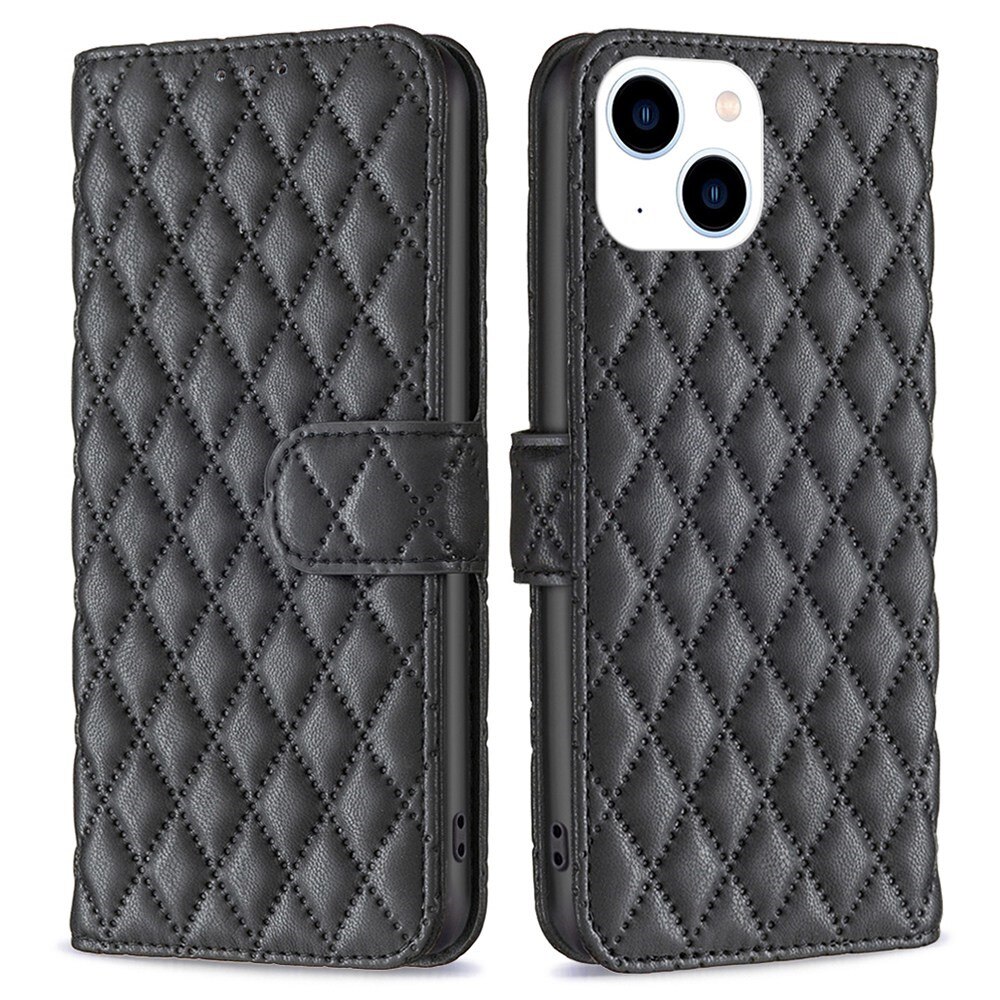 Plånboksfodral iPhone 14 Quilted svart