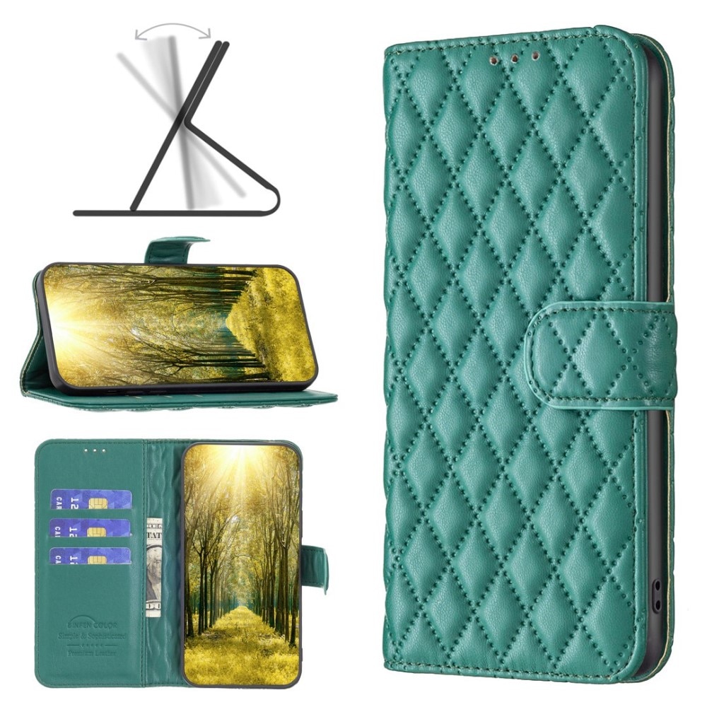 Plånboksfodral iPhone 14 Quilted grön