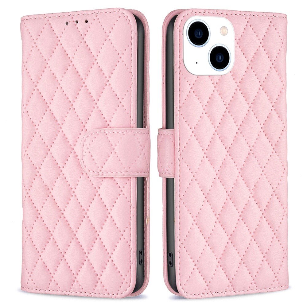 Plånboksfodral iPhone 14 Quilted rosa