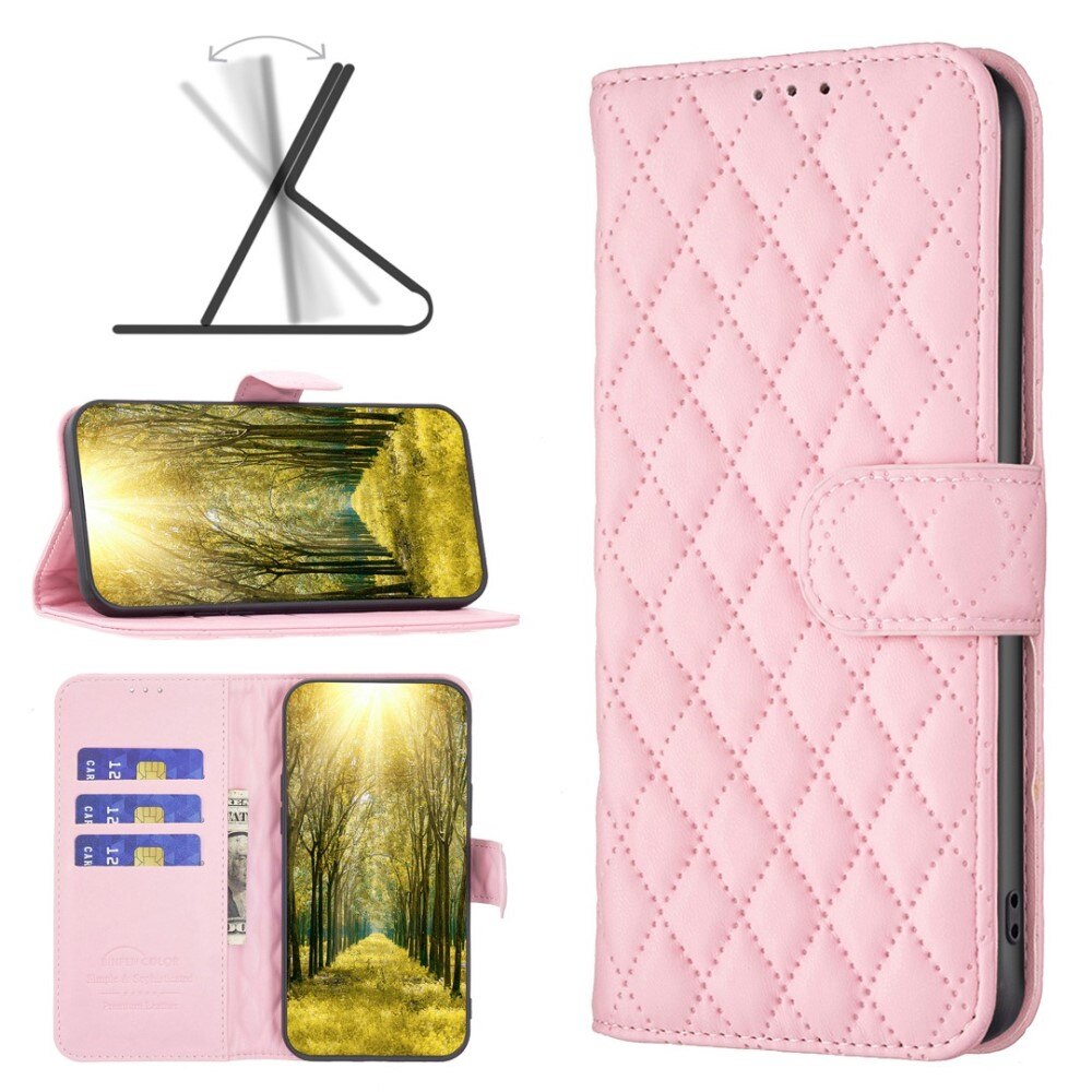 Plånboksfodral iPhone 14 Quilted rosa