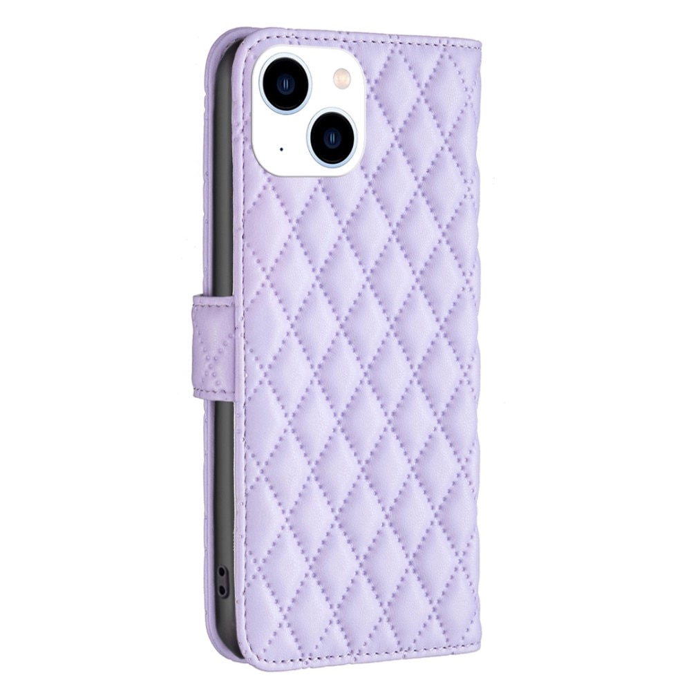 Plånboksfodral iPhone 14 Quilted lila