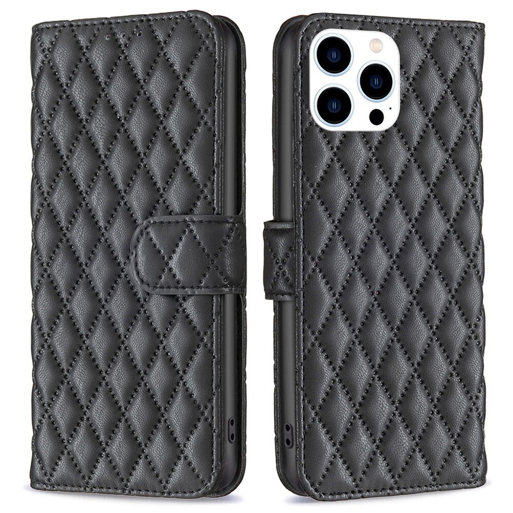 Plånboksfodral iPhone 14 Pro Quilted svart