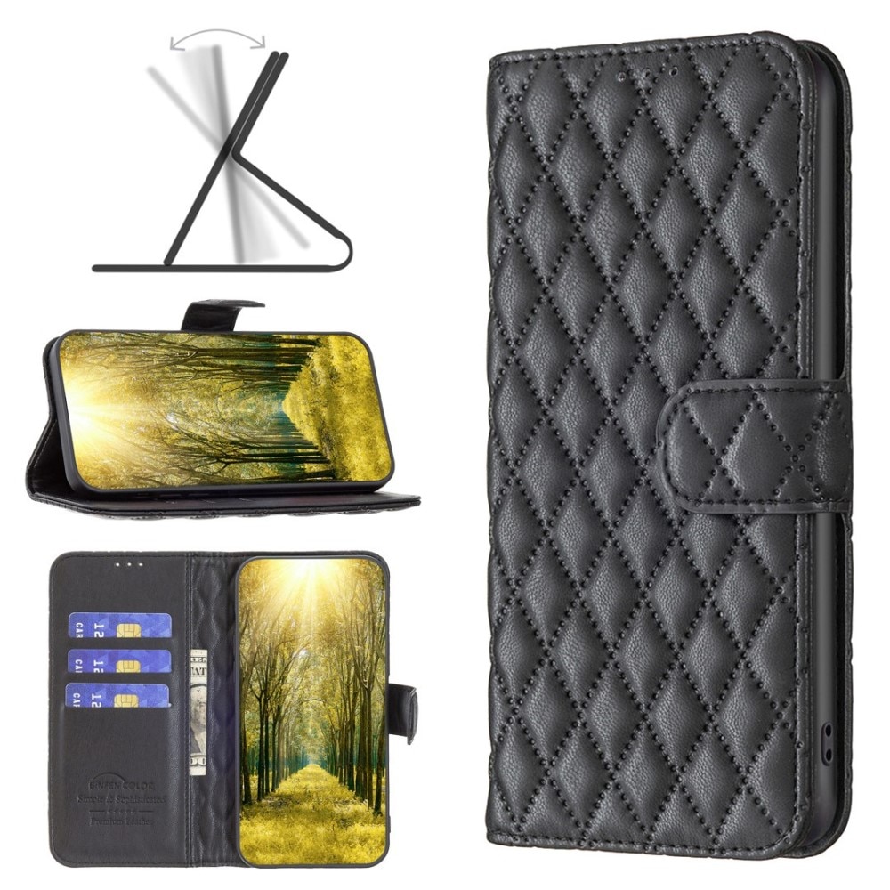 Plånboksfodral iPhone 14 Pro Quilted svart