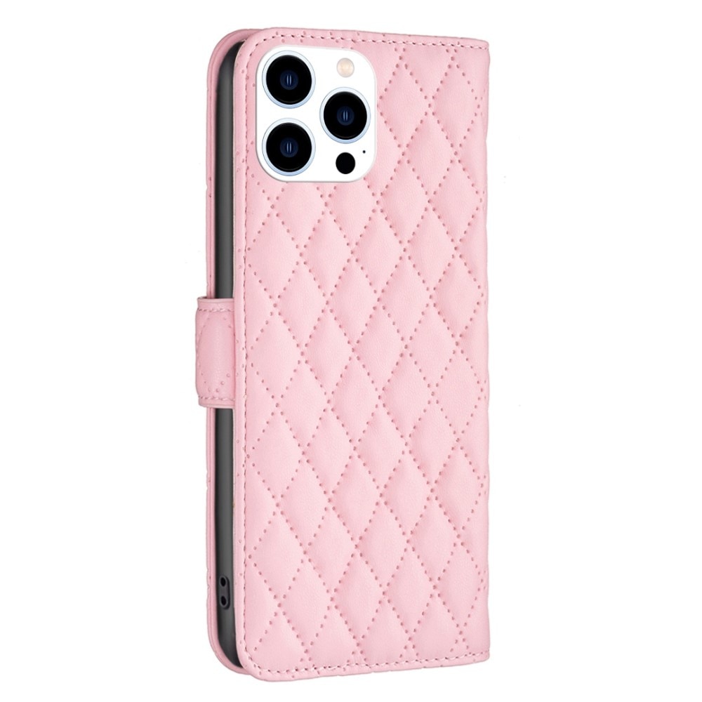 Plånboksfodral iPhone 14 Pro Quilted rosa