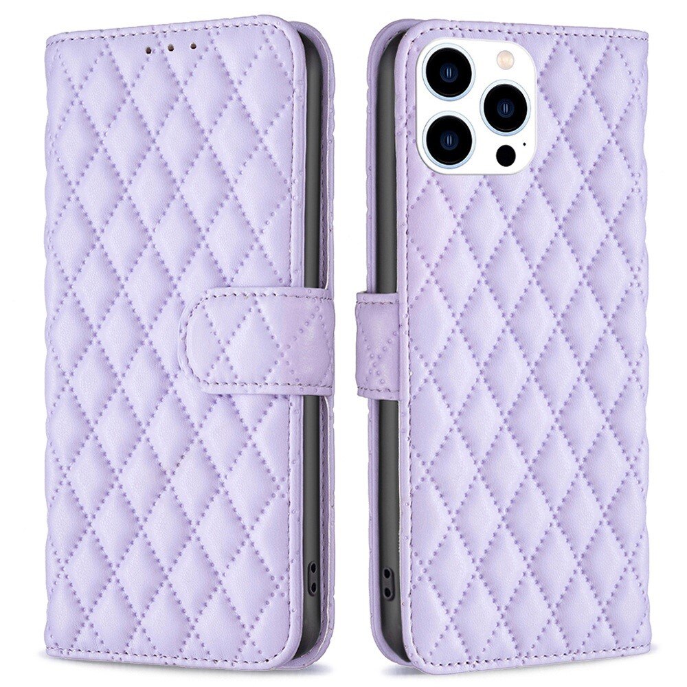 Plånboksfodral iPhone 14 Pro Quilted lila