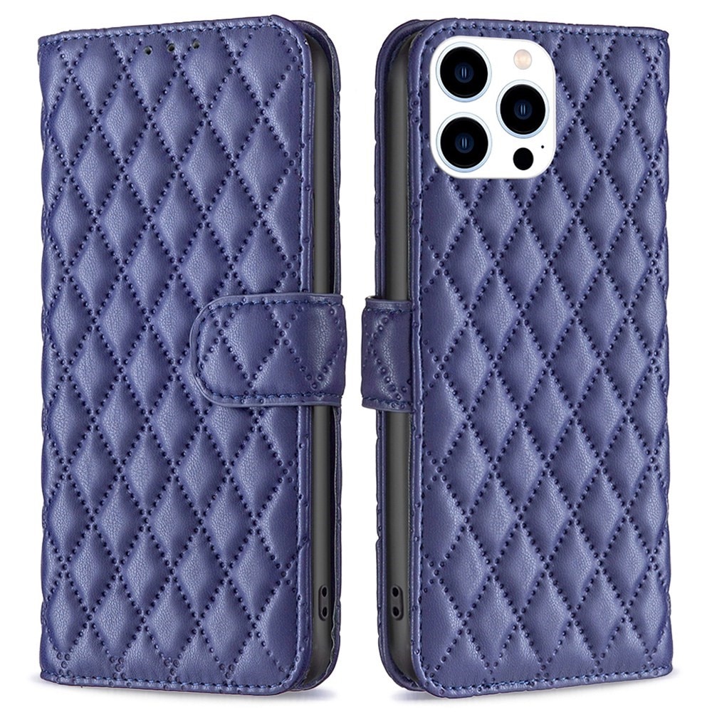 Plånboksfodral iPhone 14 Pro Quilted blå