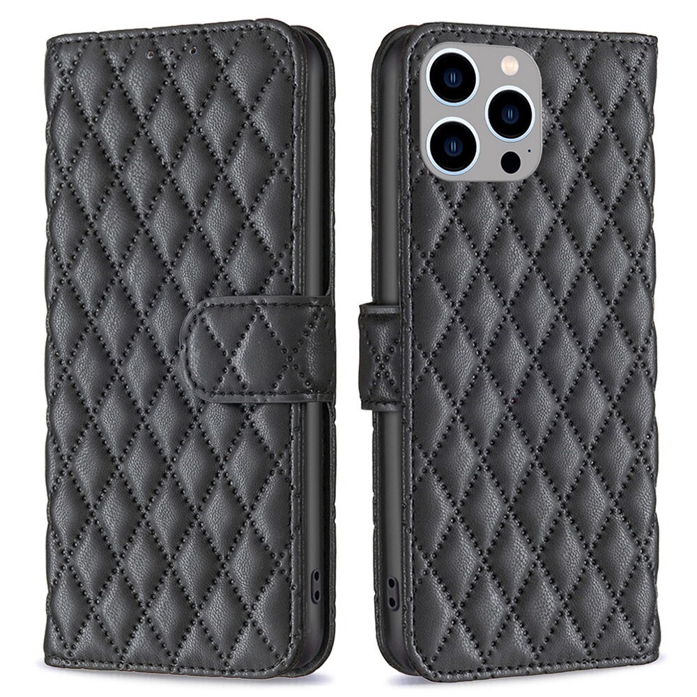 Plånboksfodral iPhone 14 Pro Max Quilted svart