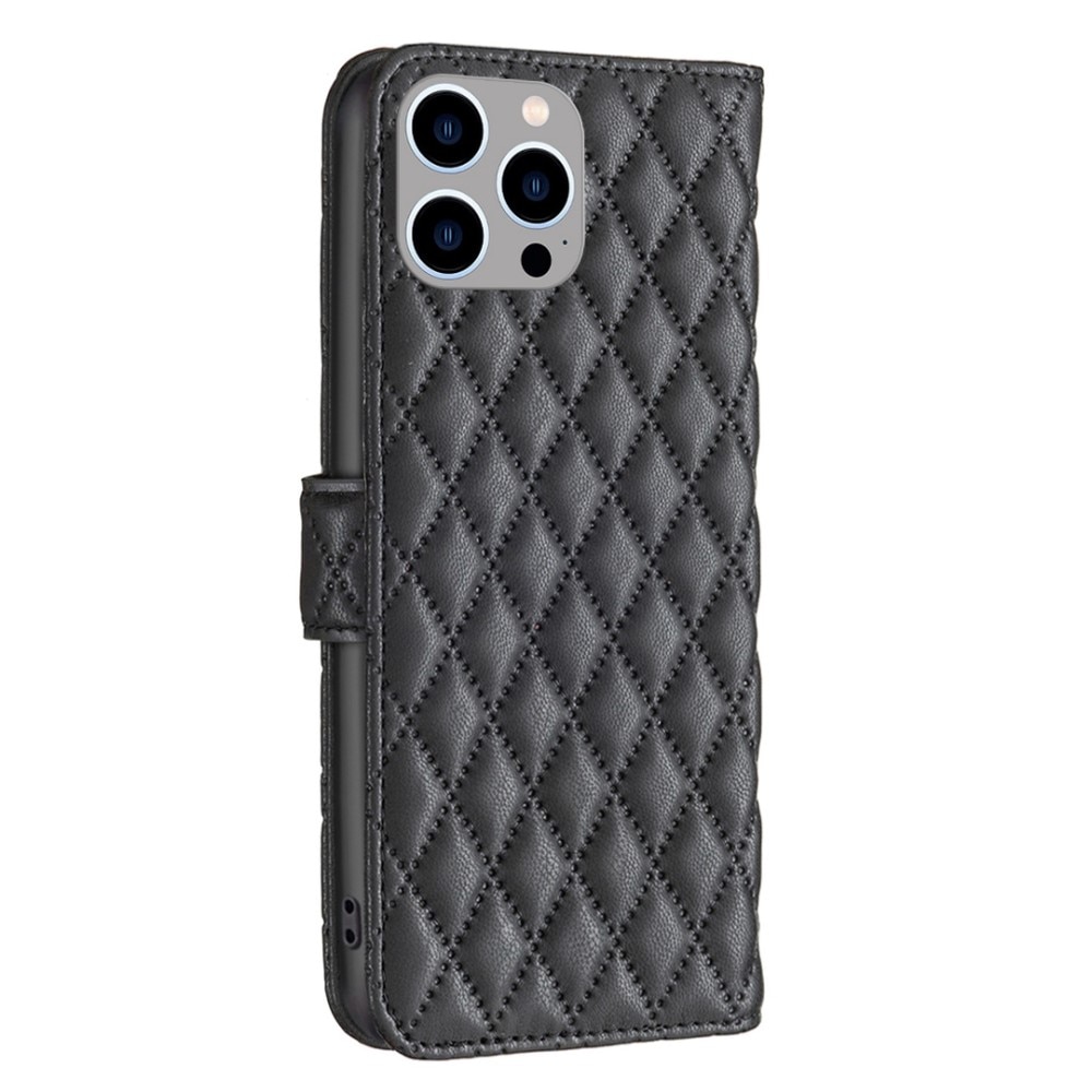 Plånboksfodral iPhone 14 Pro Max Quilted svart