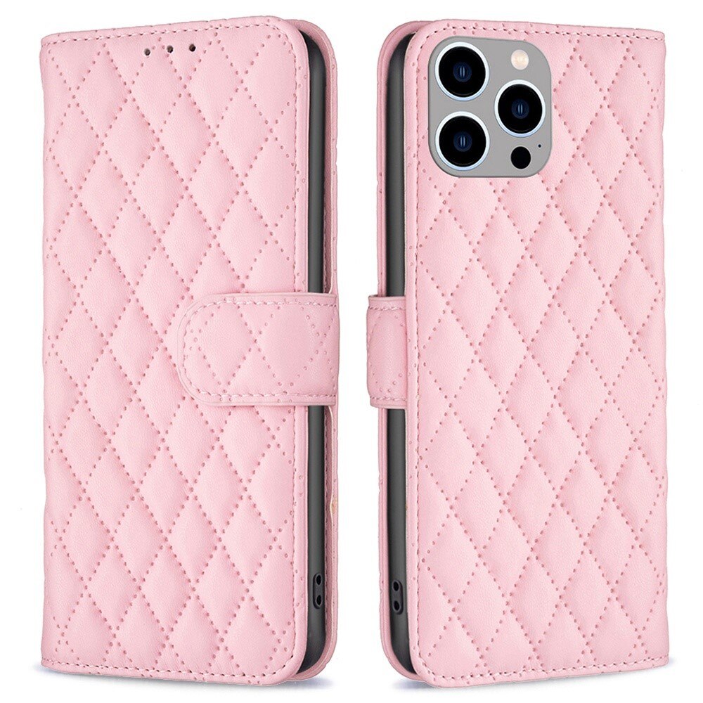 Plånboksfodral iPhone 14 Pro Max Quilted rosa