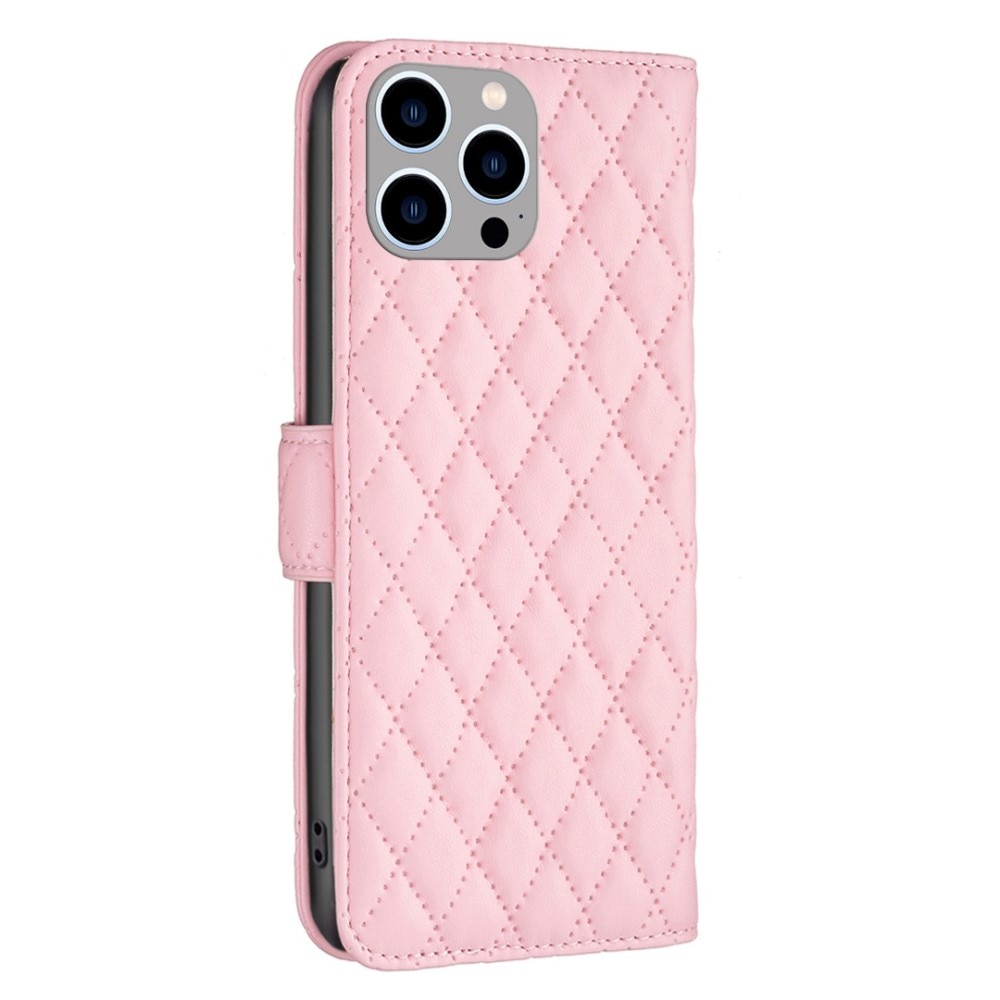 Plånboksfodral iPhone 14 Pro Max Quilted rosa