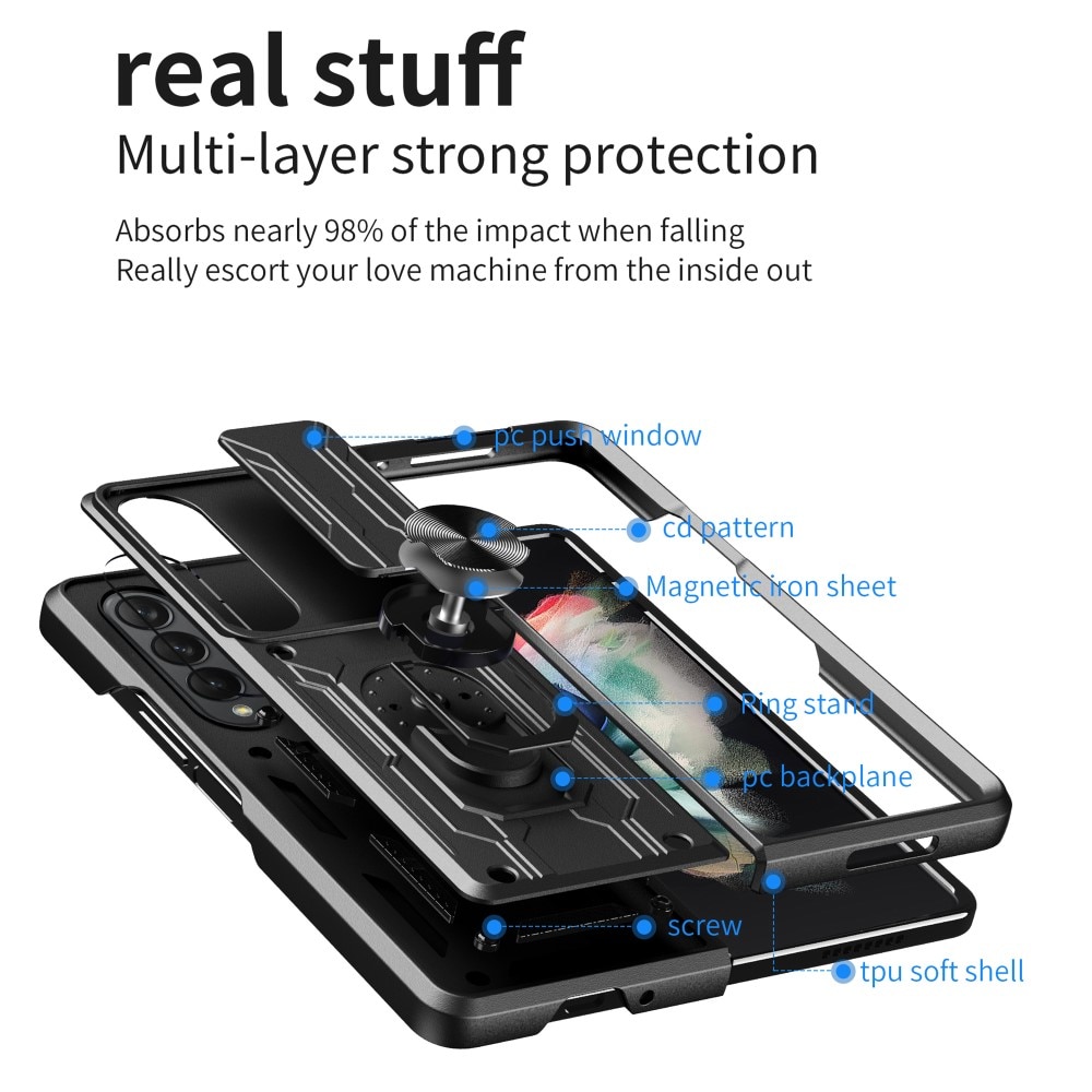 Hybridskal Ring+Kameraskydd Samsung Galaxy Z Fold 4 svart