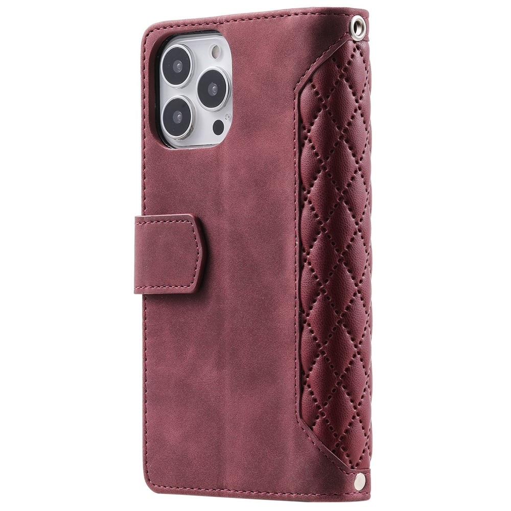 Plånboksväska iPhone 13 Pro Quilted röd