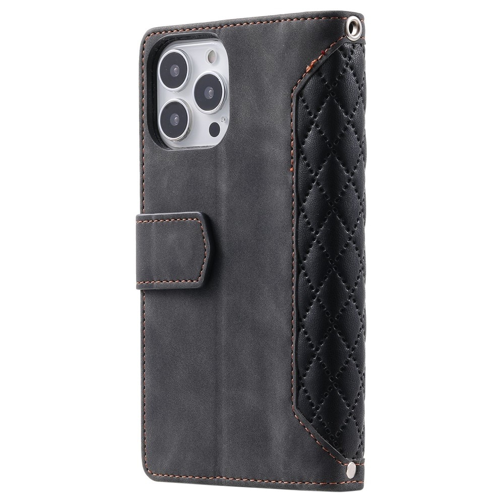 Plånboksväska iPhone 13 Pro Quilted svart