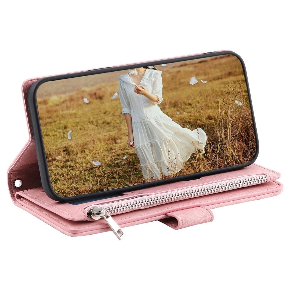 Plånboksväska iPhone 13 Pro Quilted rosa