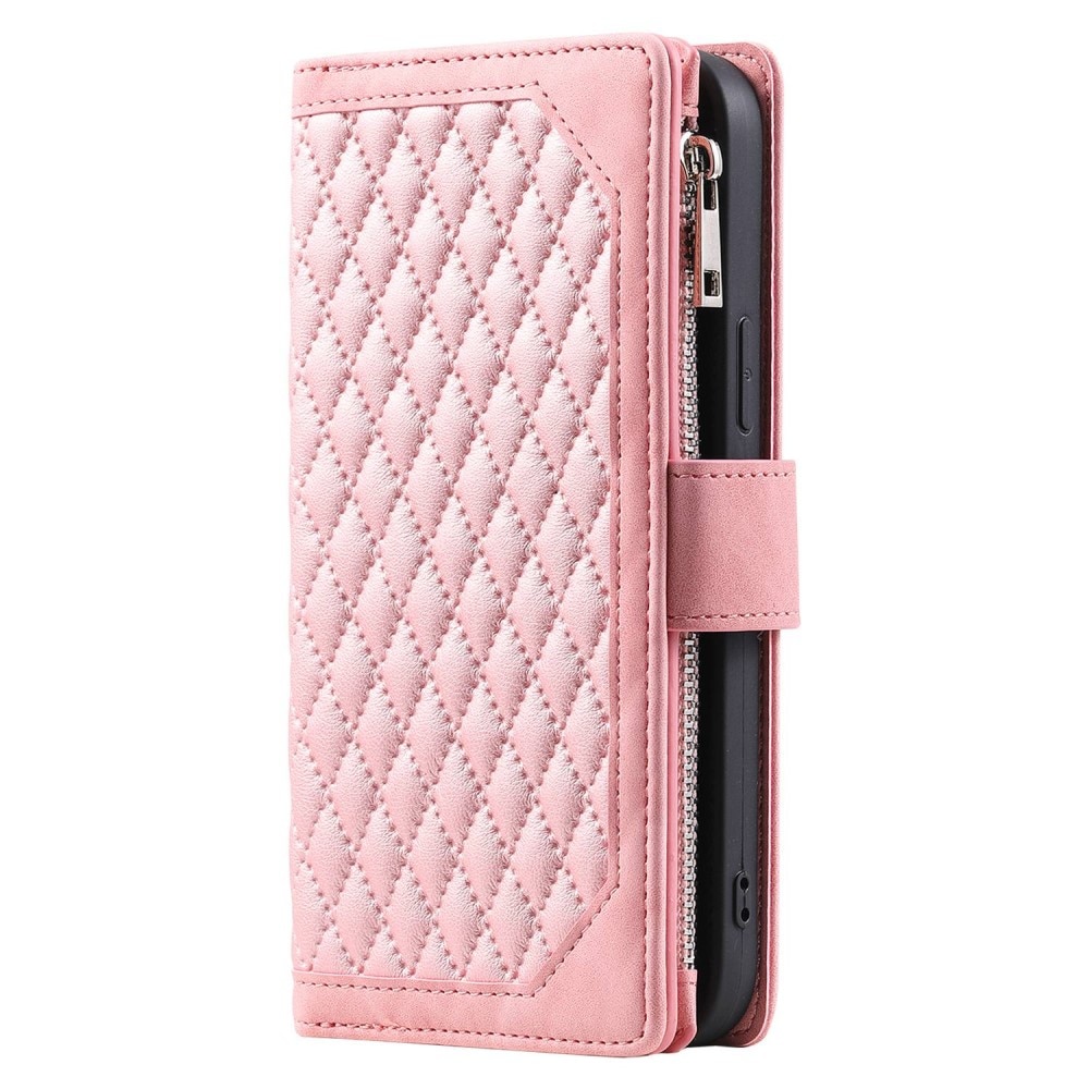 Plånboksväska iPhone 13 Pro Quilted rosa