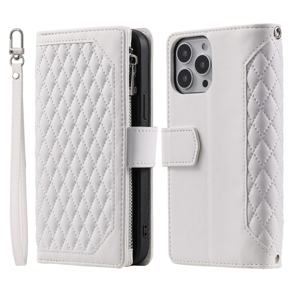 Plånboksväska iPhone 13 Pro Quilted vit