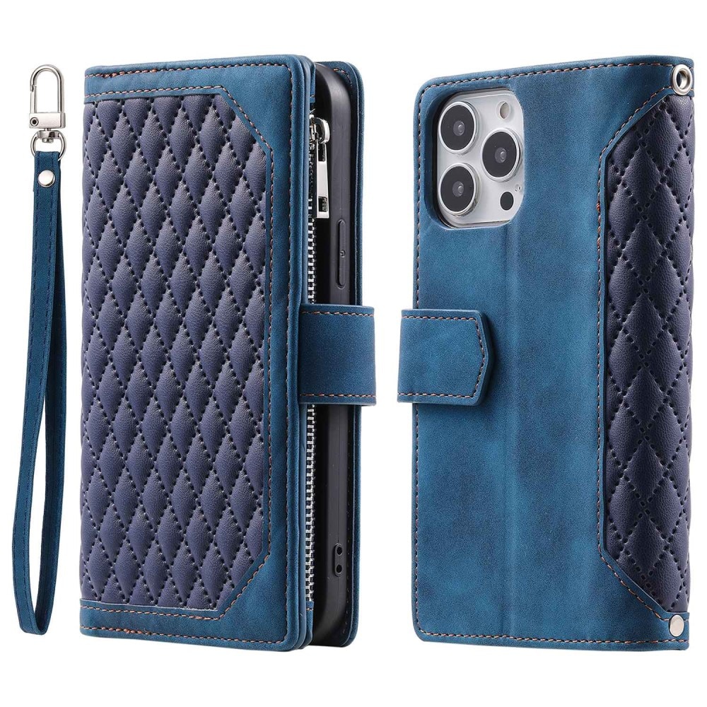 Plånboksväska iPhone 14 Plus Quilted blå