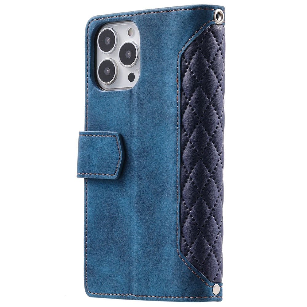 Plånboksväska iPhone 14 Pro Max Quilted blå