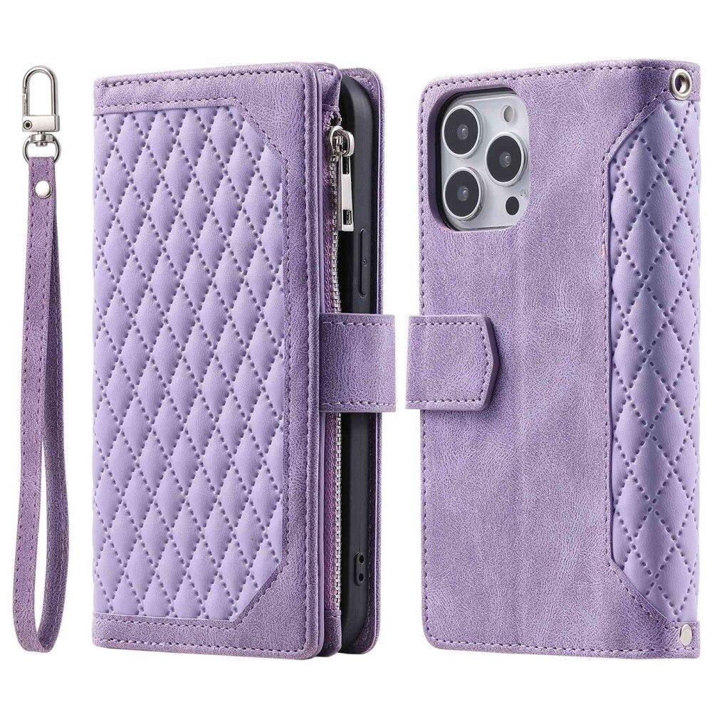 Plånboksväska iPhone 14 Pro Max Quilted lila