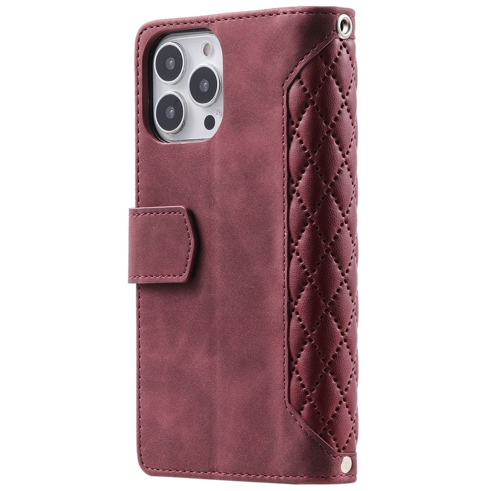 Plånboksväska iPhone 14 Pro Max Quilted röd