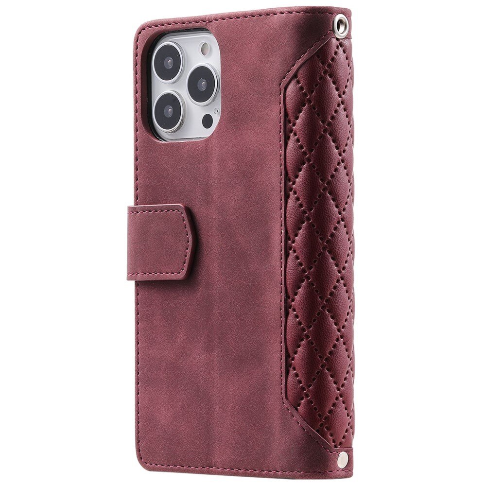 Plånboksväska iPhone 14 Pro Max Quilted Röd