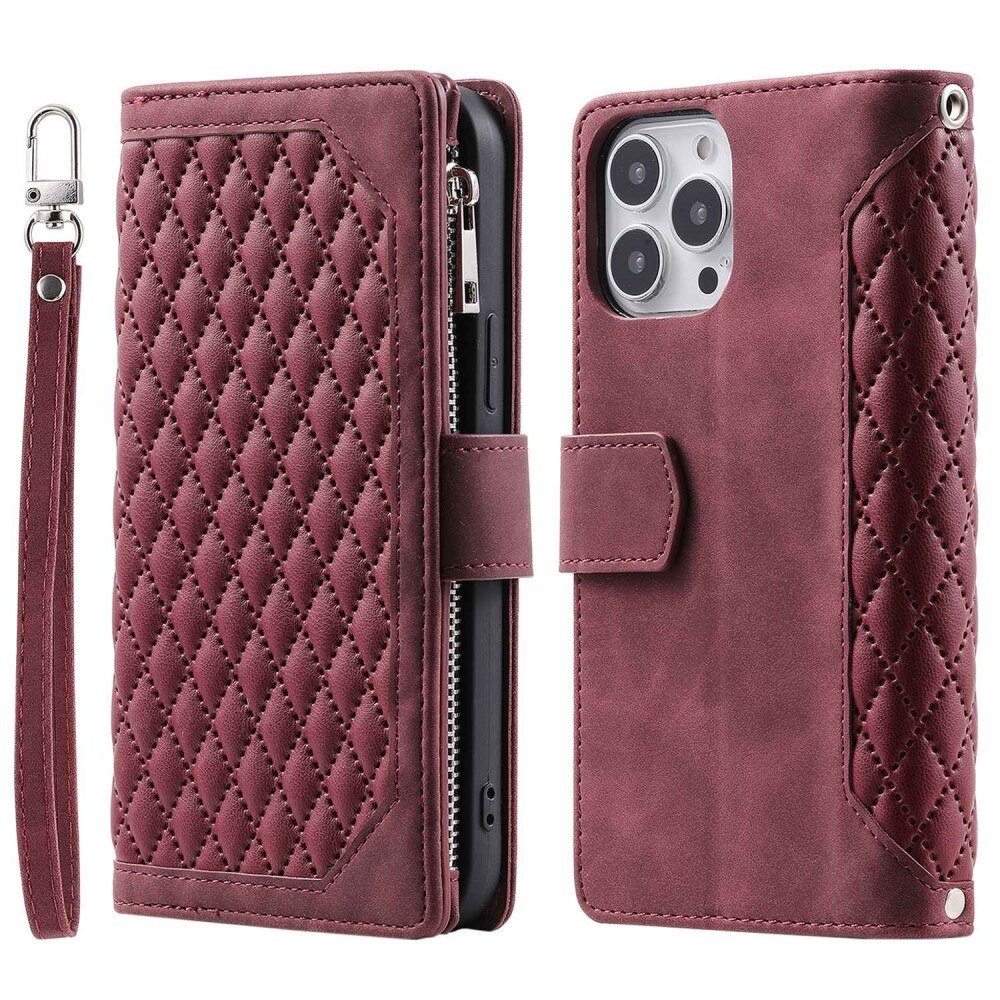 Plånboksväska iPhone 14 Pro Max Quilted röd