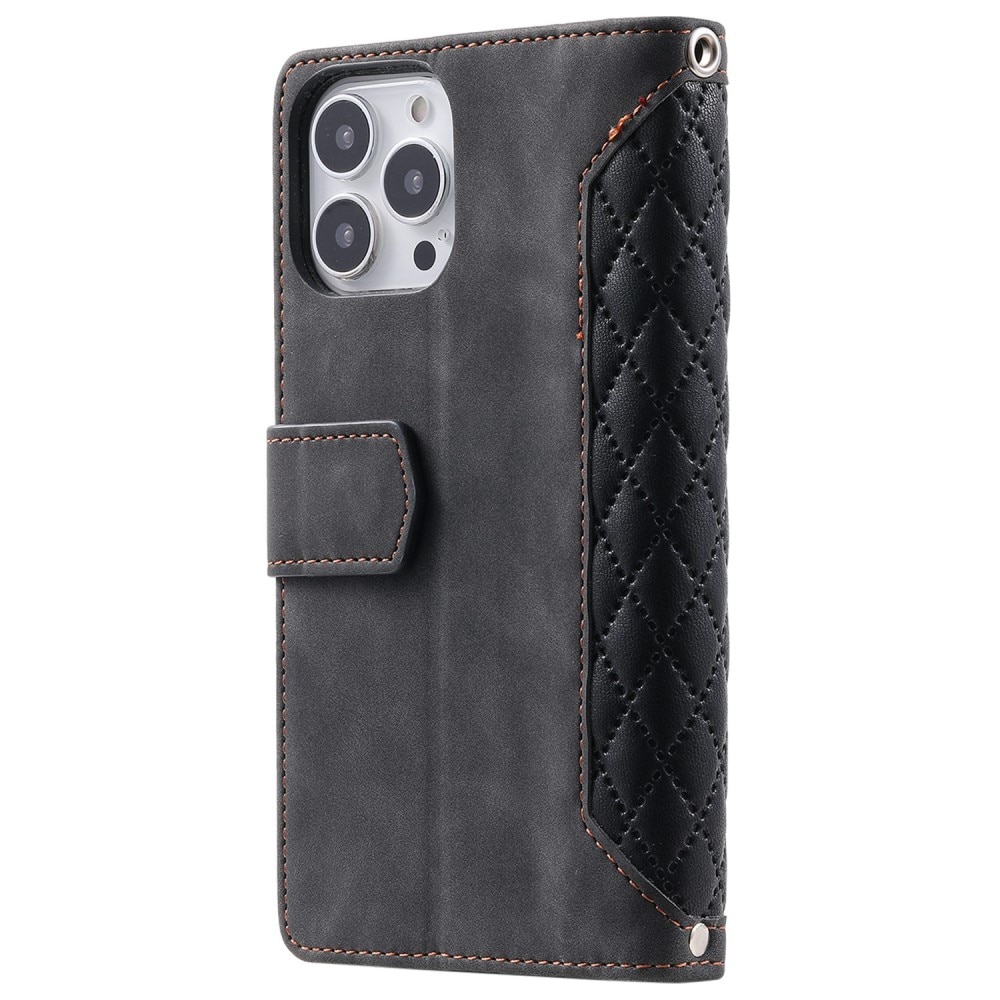 Plånboksväska iPhone 14 Pro Max Quilted Svart