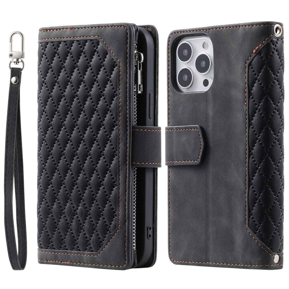 Plånboksväska iPhone 14 Pro Max Quilted Svart