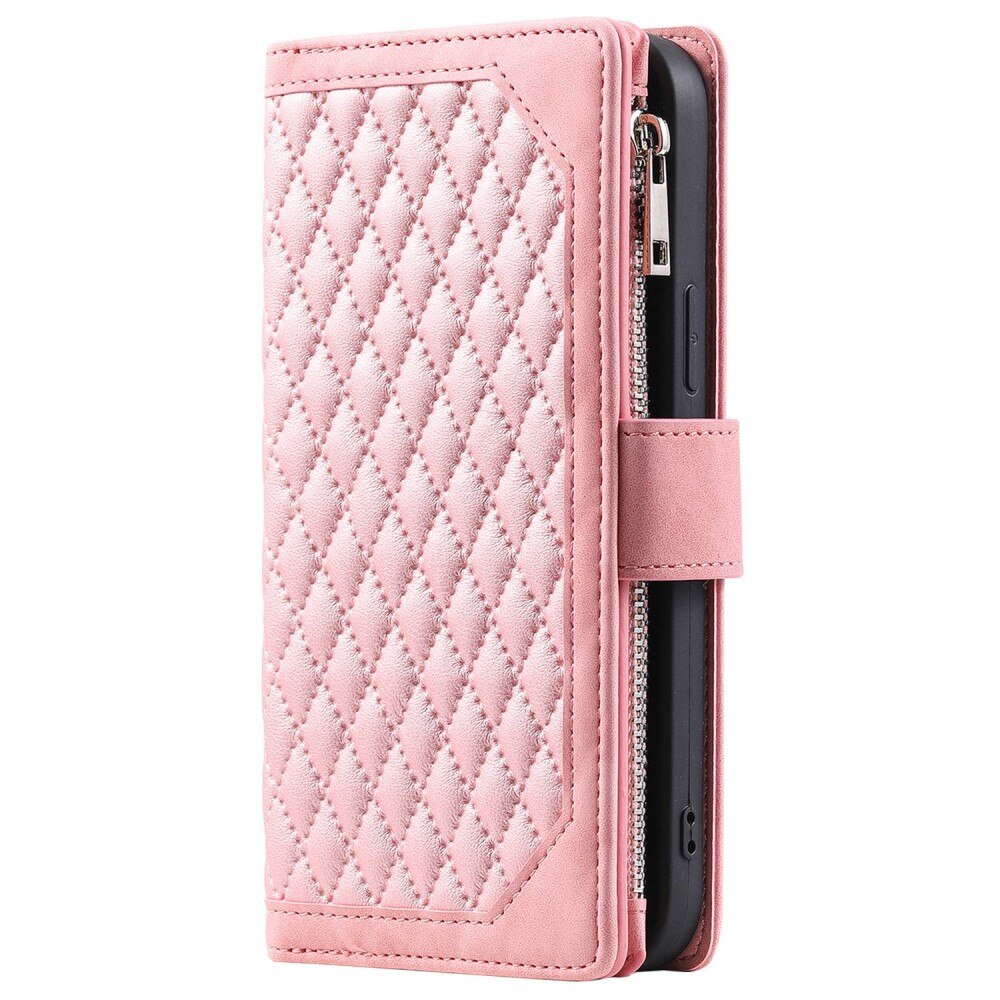 Plånboksväska iPhone 14 Pro Max Quilted rosa