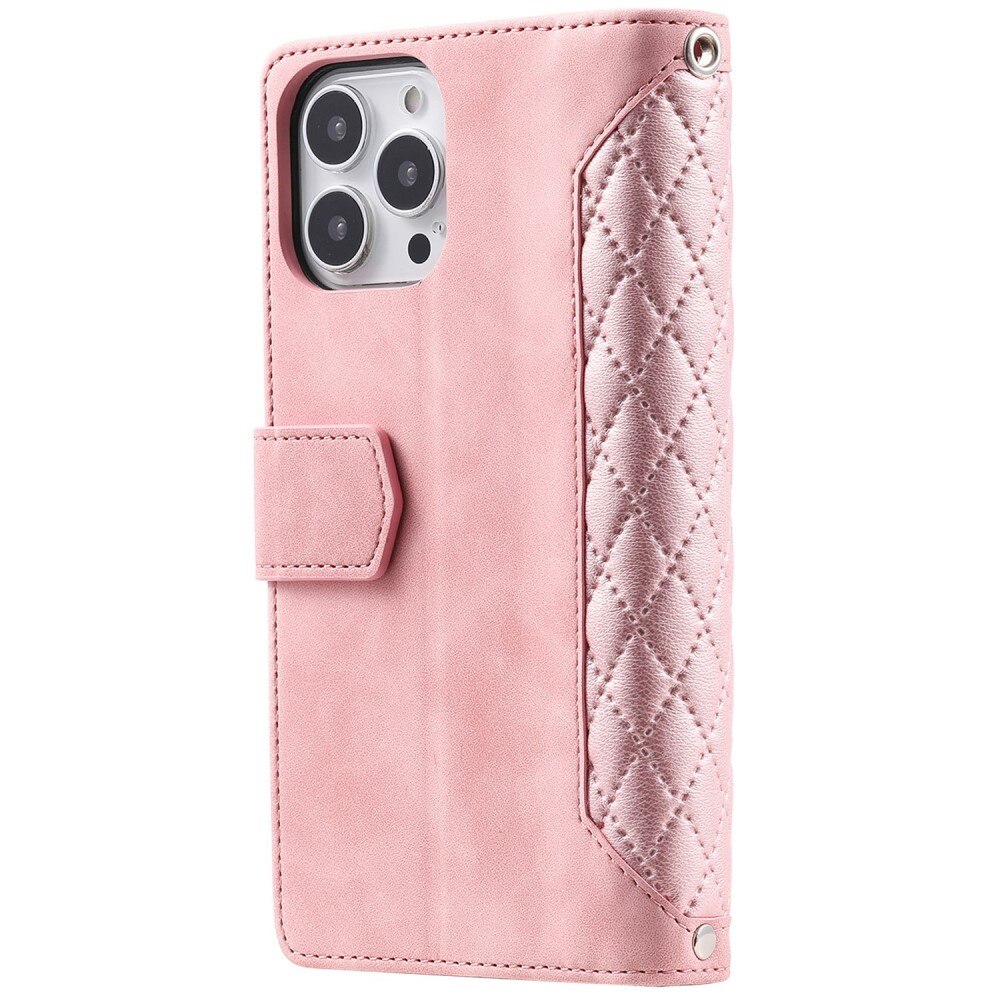 Plånboksväska iPhone 14 Pro Max Quilted Rosa