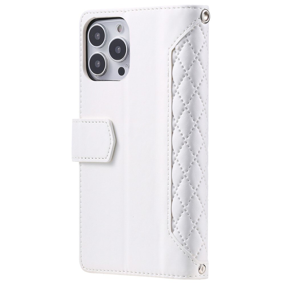 Plånboksväska iPhone 14 Pro Max Quilted Vit