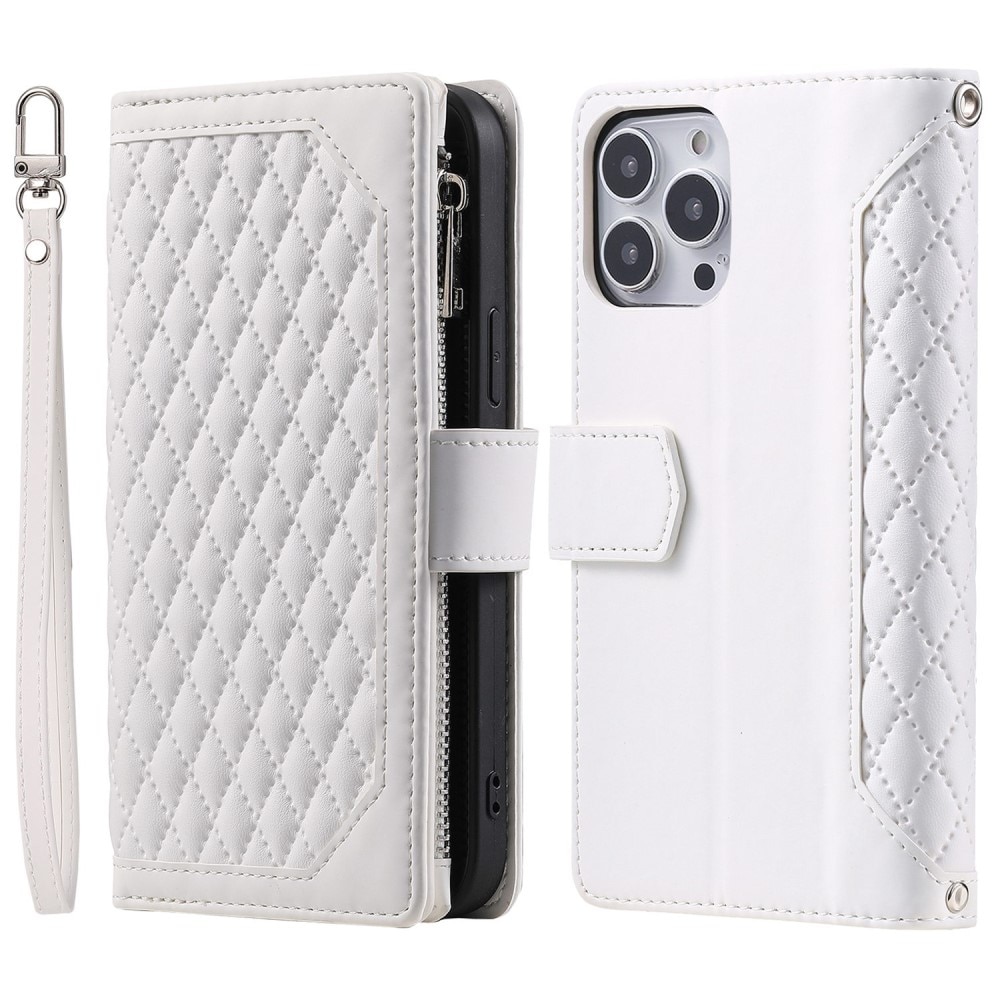 Plånboksväska iPhone 14 Pro Max Quilted Vit