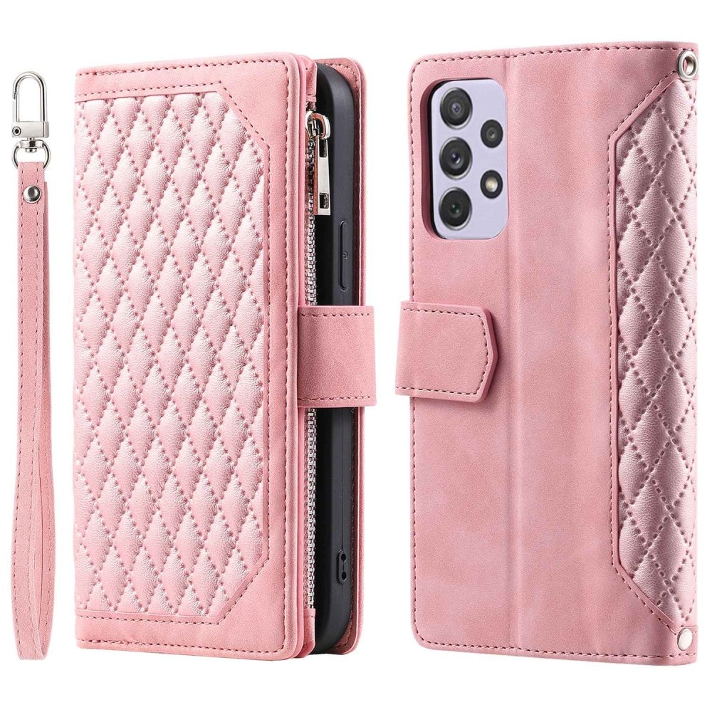 Plånboksväska Samsung Galaxy A52/A52s Quilted rosa