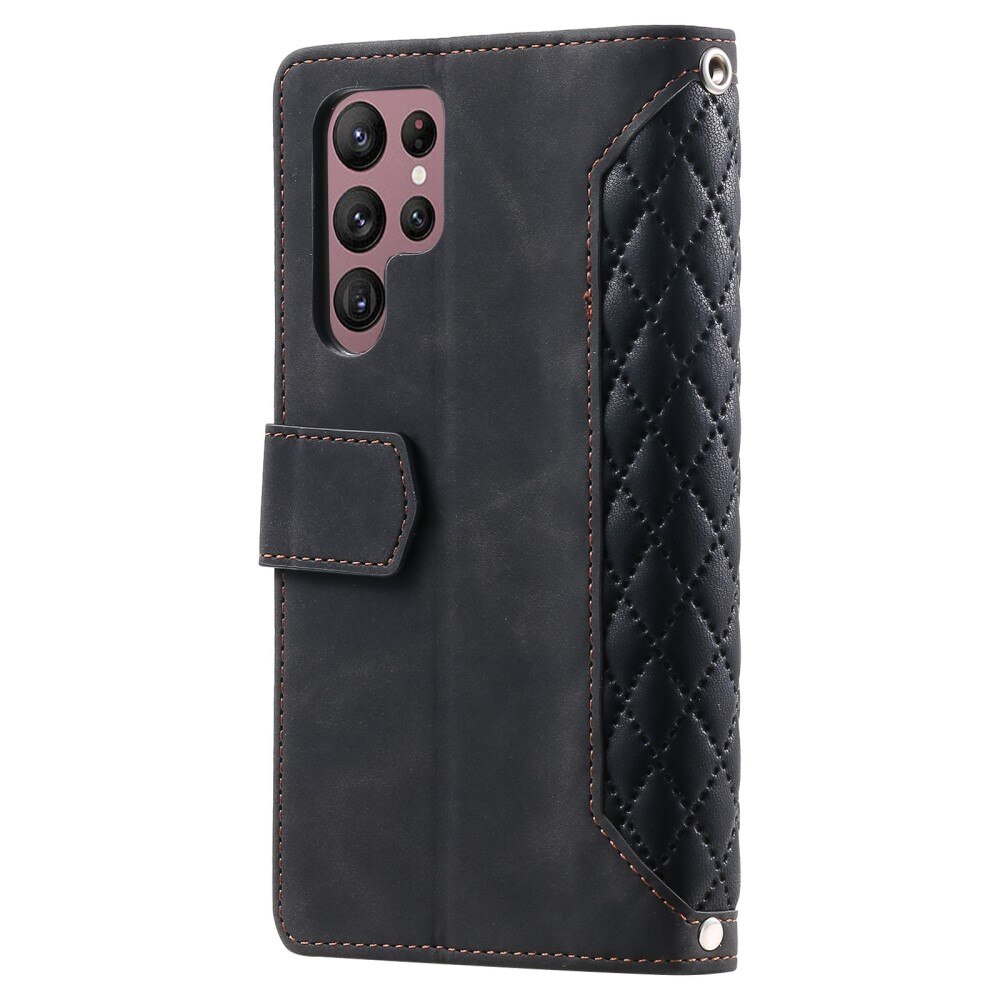 Plånboksväska Samsung Galaxy S22 Ultra Quilted Svart