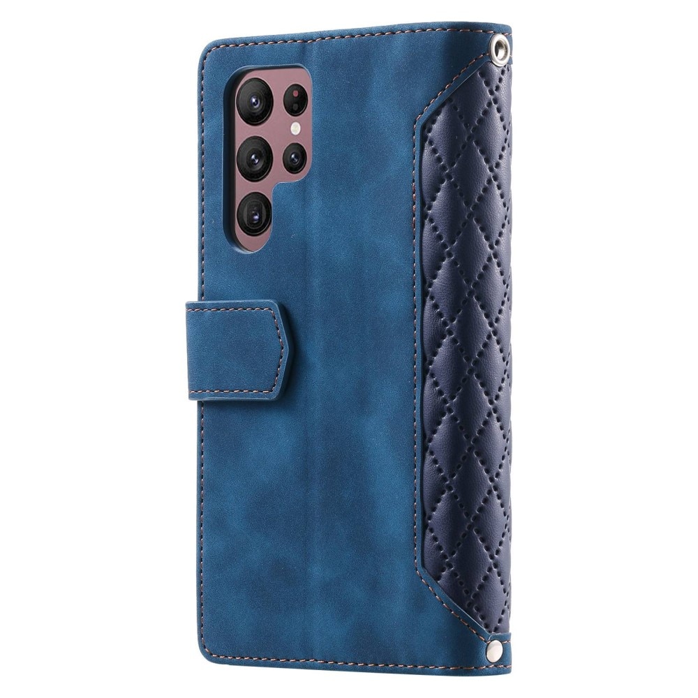 Plånboksväska Samsung Galaxy S22 Ultra Quilted Blå