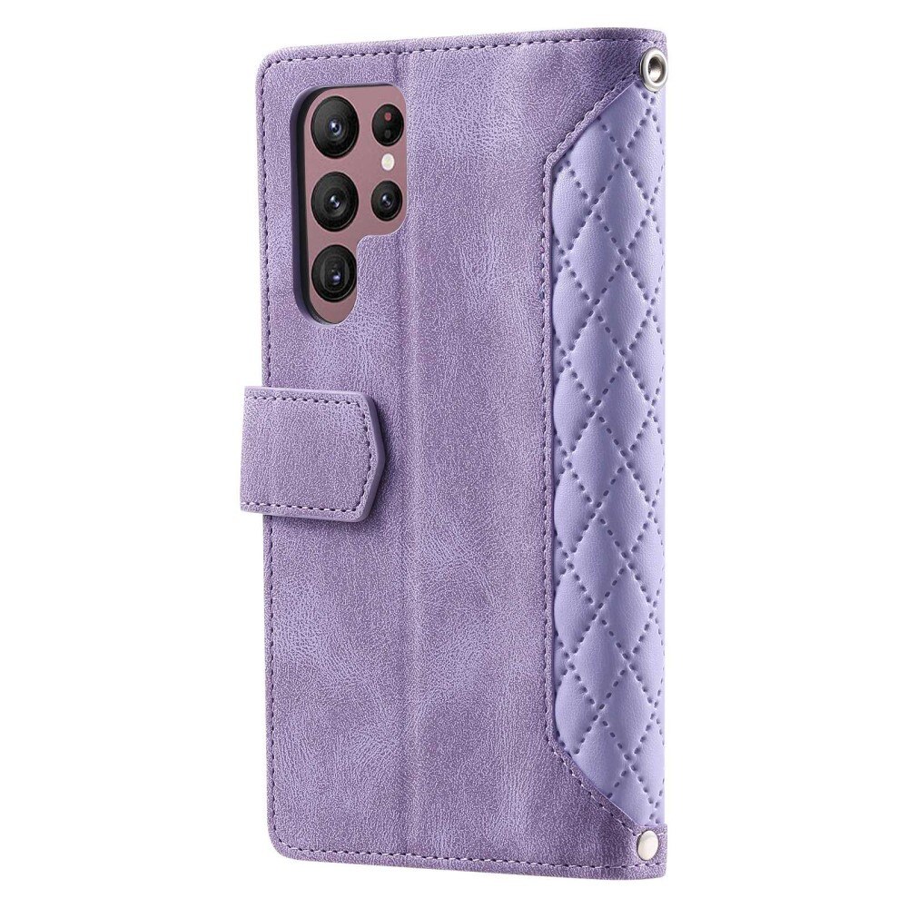 Plånboksväska Samsung Galaxy S22 Ultra Quilted Lila
