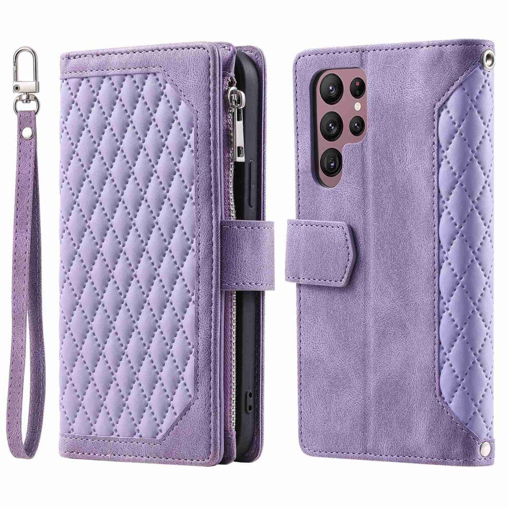 Plånboksväska Samsung Galaxy S22 Ultra Quilted Lila
