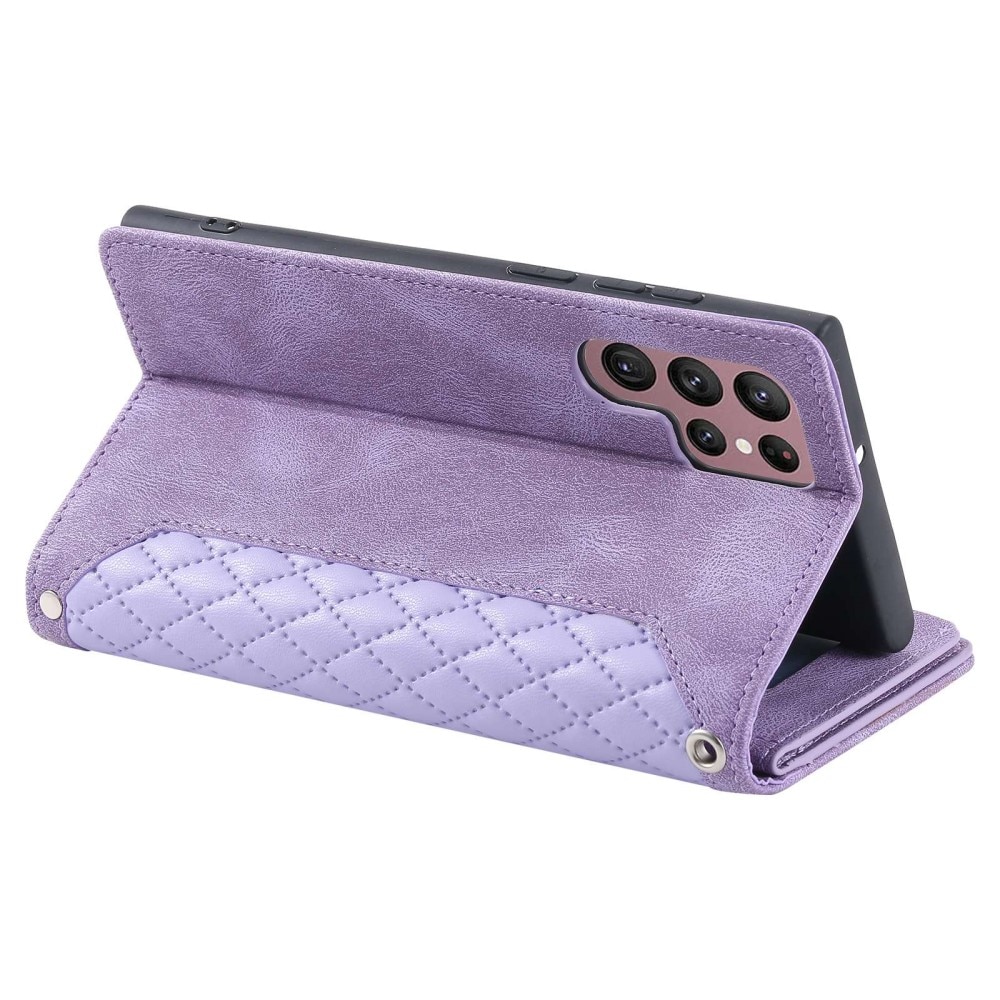 Plånboksväska Samsung Galaxy S22 Ultra Quilted Lila