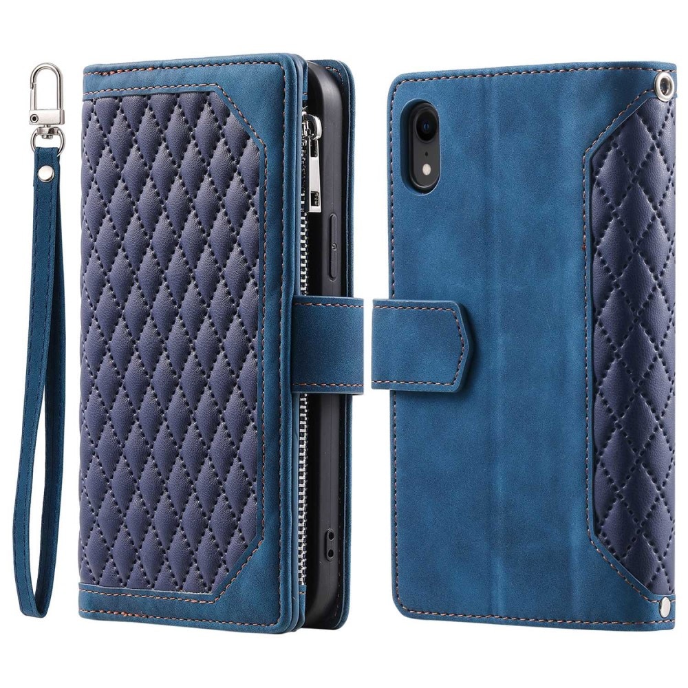 Plånboksväska iPhone Xr Quilted Blå