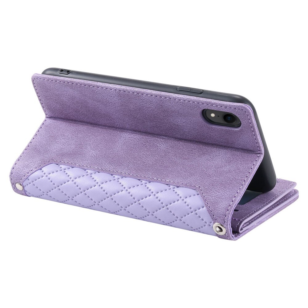 Plånboksväska iPhone Xr Quilted Lila