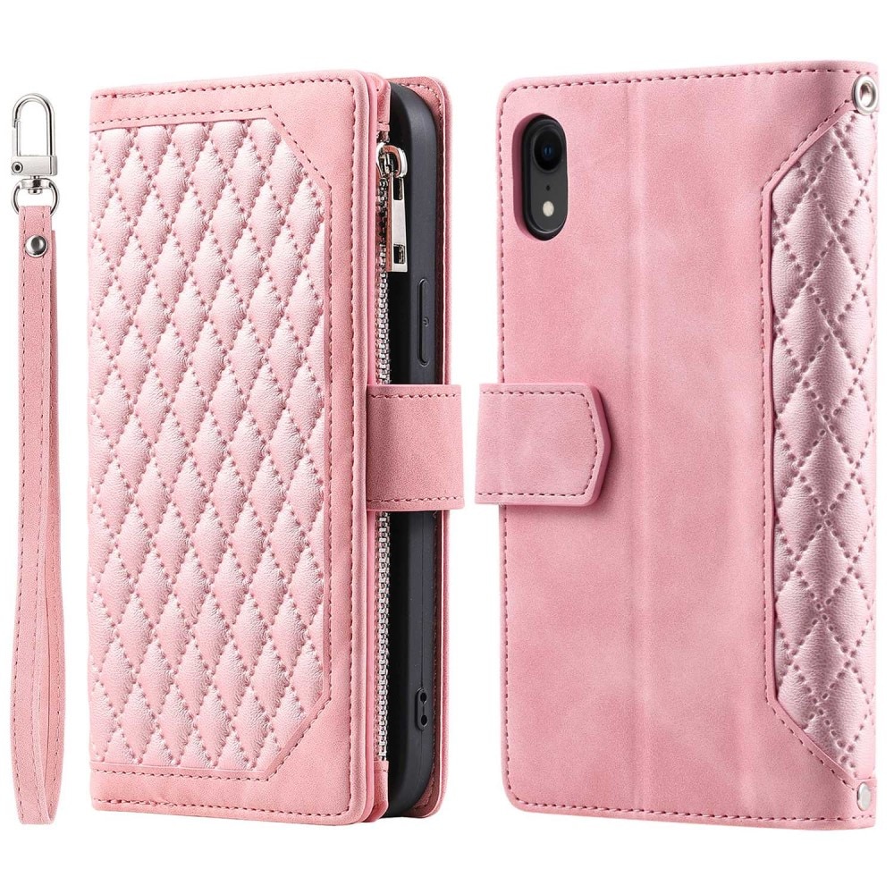 Plånboksväska iPhone Xr Quilted Rosa