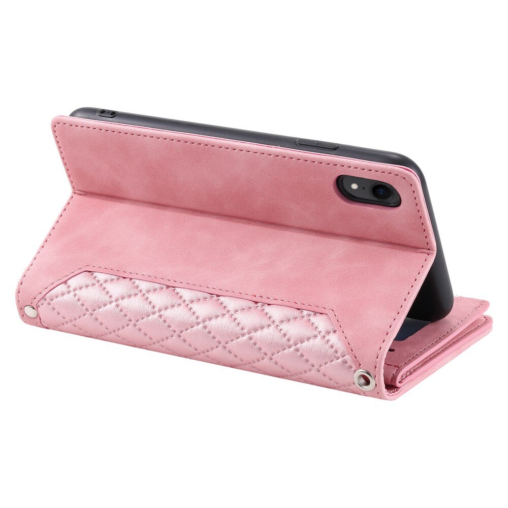 Plånboksväska iPhone Xr Quilted Rosa
