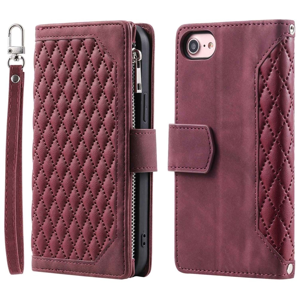 Plånboksväska iPhone 7/8/SE Quilted röd