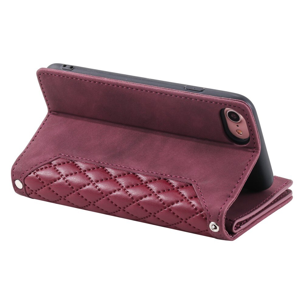 Plånboksväska iPhone SE 2022 Quilted Röd